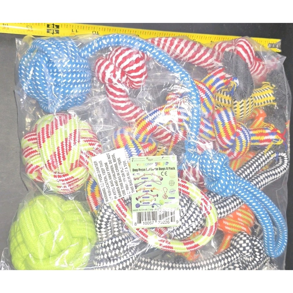Lot Of 8 Dog Rope Toys 7 Ropes 3.3" To 25" 1 Ball Large